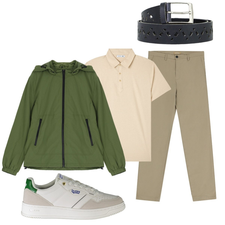 Outfit uomo - Total look #1958819. Stile Casual per Tutti i giorni. Abbinamento con polo, giacche, cinture, pantaloni chino, sneakers.