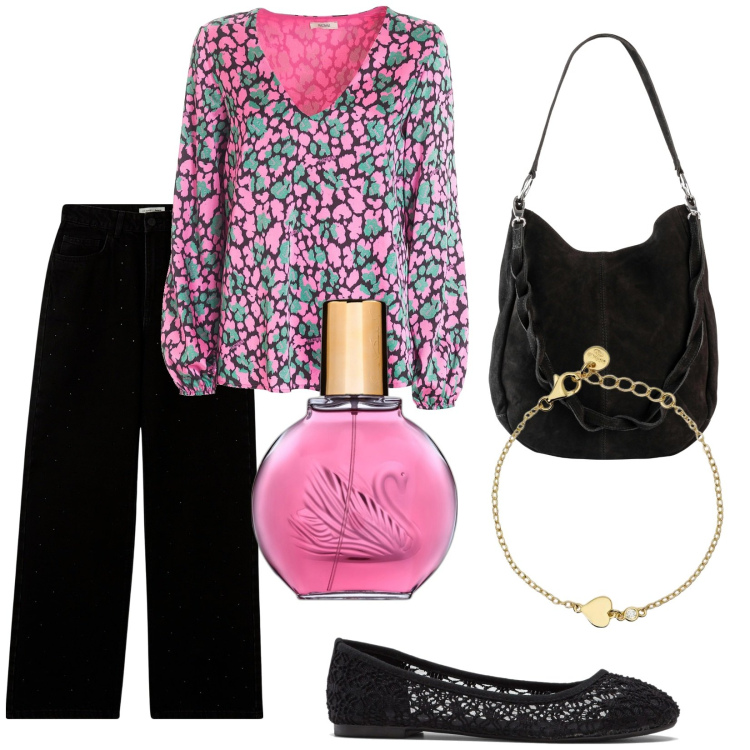 Outfit donna - Total look #1958985. Stile Vintage retrò per Tutti i giorni. Abbinamento con ballerine, borse a mano, profumi, jeans, braccialetti, bluse.