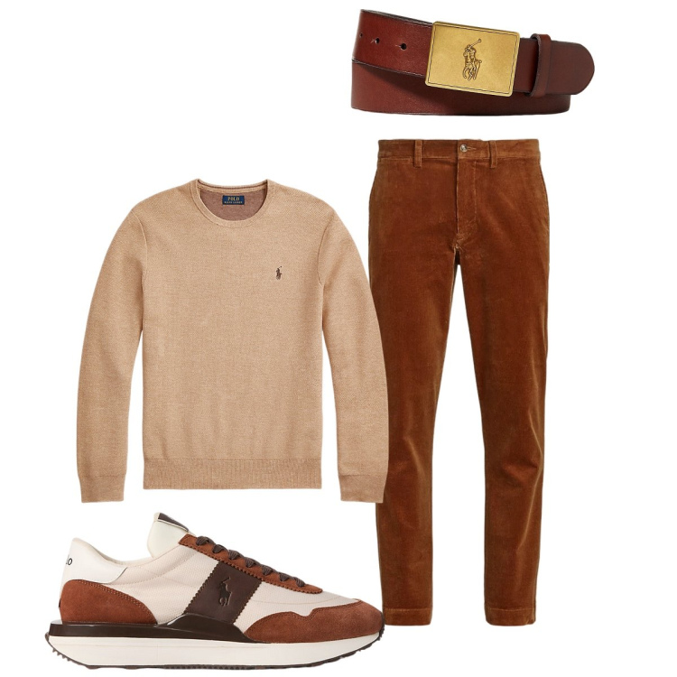 Outfit uomo - Total look #1959050. Stile Trendy per Ufficio. Abbinamento con maglieria, pantaloni, cinture, sneakers.