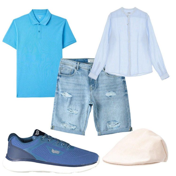 Outfit uomo - Total look #1959230. Stile Trendy per Tutti i giorni. Abbinamento con polo, shorts, camicie, cappelli e berretti, sneakers.
