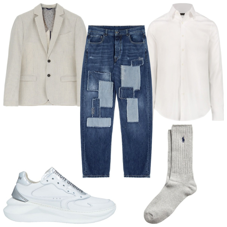 Outfit uomo - Total look #1959347. Stile Casual per Tutti i giorni. Abbinamento con sneakers, giacche, jeans, calzini, camicie.