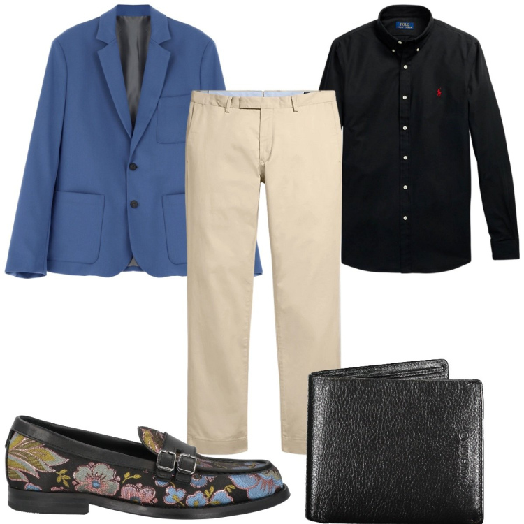 Outfit uomo - Total look #1959357. Stile Trendy per Tutti i giorni. Abbinamento con scarpe stringate, giacche, camicie, pantaloni chino, portafogli.