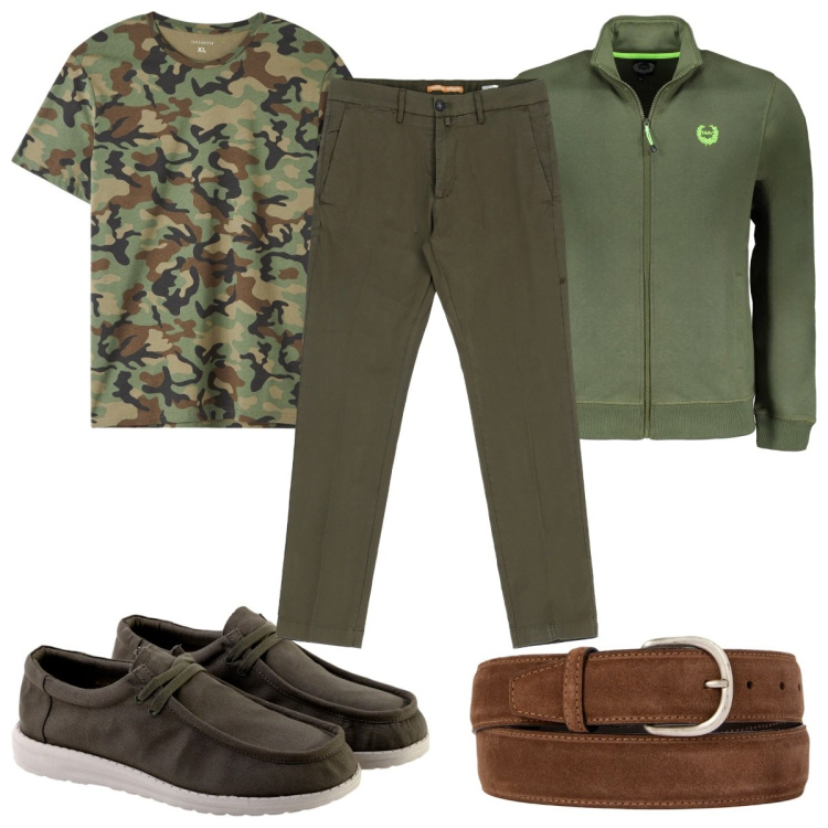 Outfit uomo - Total look #1959358. Stile Casual per Tutti i giorni. Abbinamento con t-shirt, pantaloni, felpe, scarpe stringate, cinture.