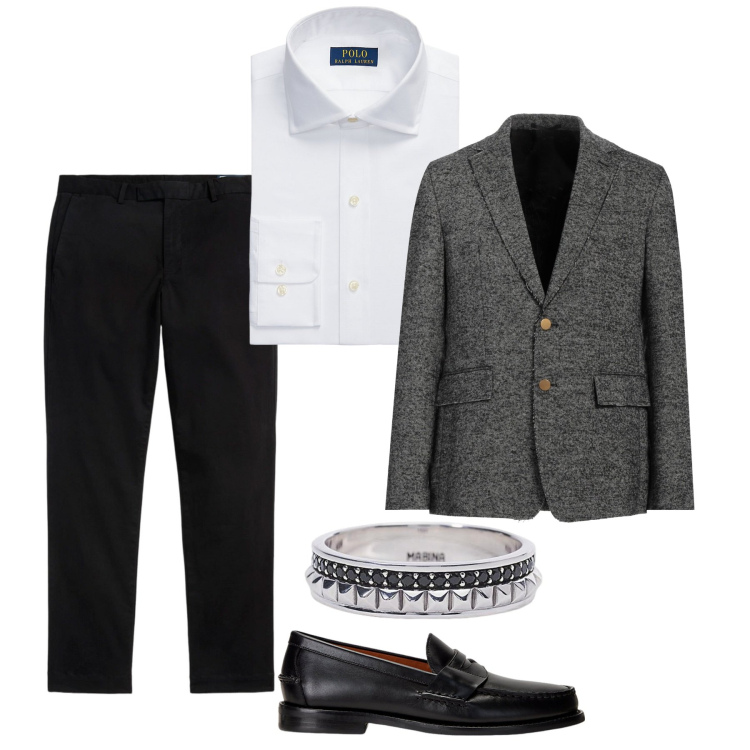 Outfit uomo - Salt&Pepper. Stile Business/Elegante per Serata speciale. Abbinamento con giacche, anelli, scarpe stringate, camicie, pantaloni.
