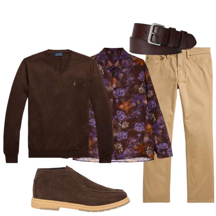 Outfit uomo - Un po’ di color prugna. Stile Trendy per Tutti i giorni. Abbinamento con stivali e stivaletti, camicie, cinture, pantaloni, maglieria.
