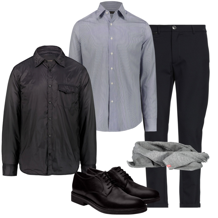Outfit uomo - In ufficio. Stile Urban per Ufficio. Abbinamento con pantaloni, giacche, scarpe stringate, sciarpe, camicie.