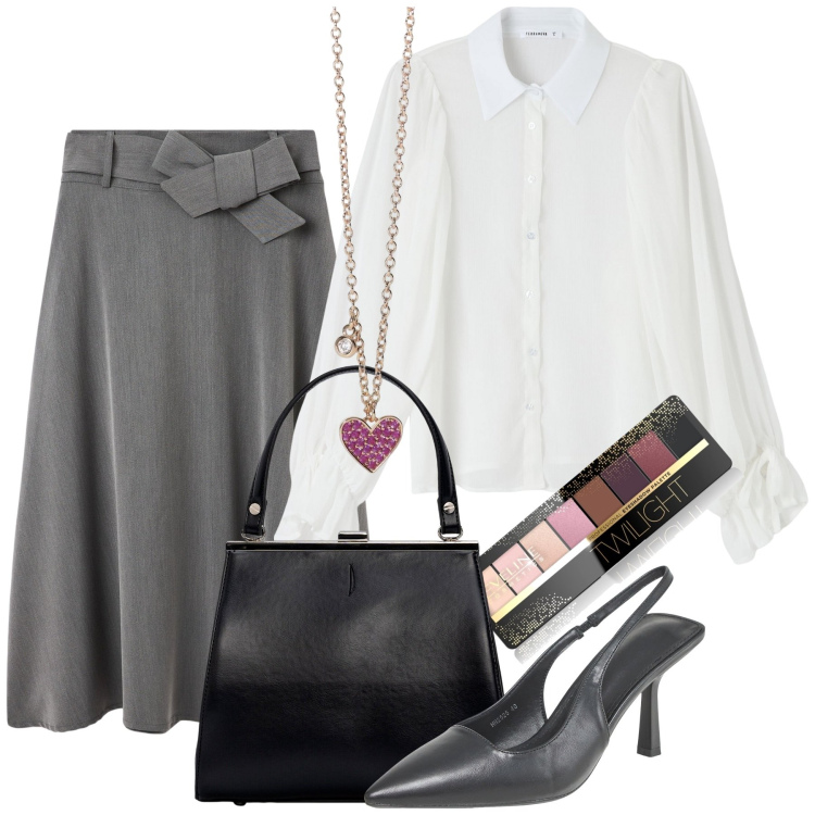 Outfit donna - Total look #1959821. Stile Chic per Tutti i giorni. Abbinamento con ombretti, gonne lunghe, camicie, décolleté, collane, clutch.