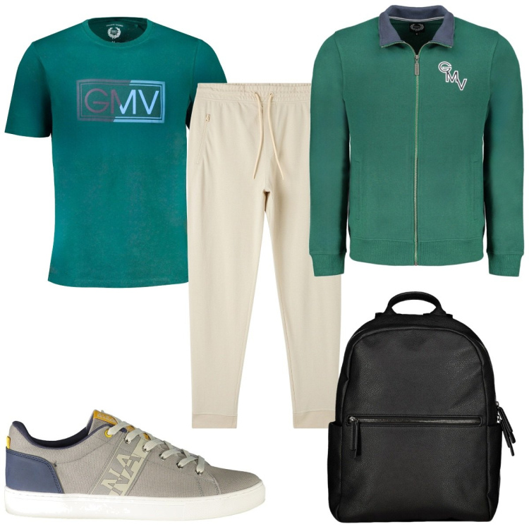 Outfit uomo - Total look #1959890. Stile Trendy per Sport. Abbinamento con pantaloni, borse sportive, sneakers, t-shirt, felpe.