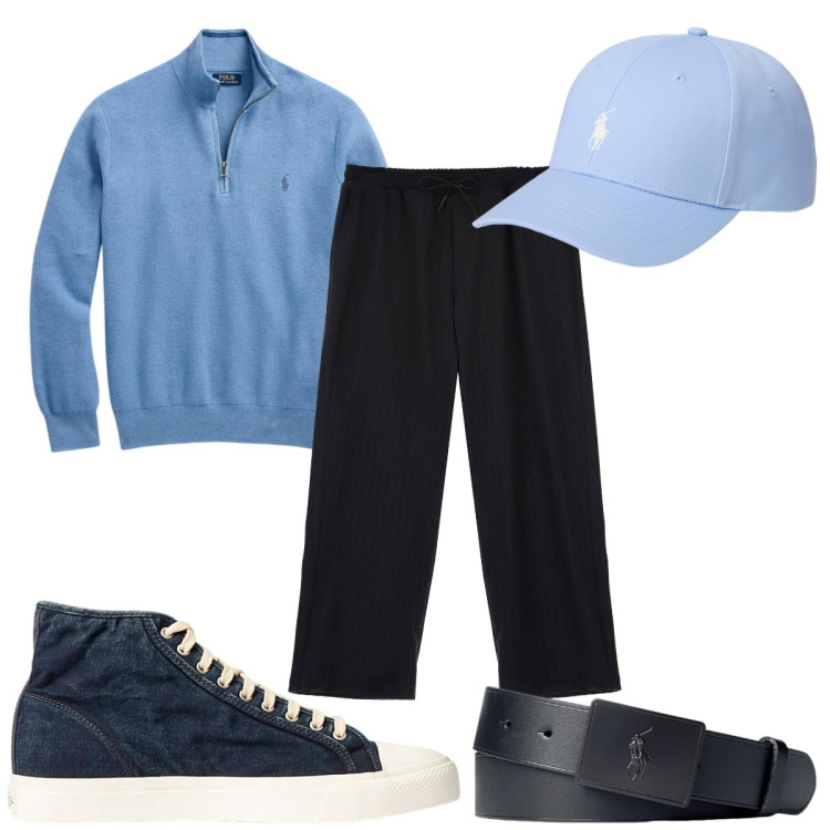 Outfit uomo - Total look #1959894. Stile Casual per Tutti i giorni. Abbinamento con pantaloni, sneakers, cappelli, maglieria, cinture.
