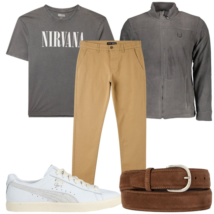 Outfit uomo - Total look #1959895. Stile Casual per Tutti i giorni. Abbinamento con sneakers, pantaloni skinny, t-shirt, cinture, felpe.