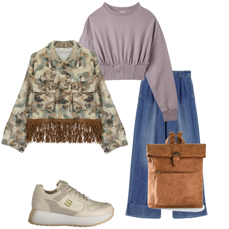 Outfit donna - Freddo all\' improvviso. Stile Casual per Tutti i giorni. Abbinamento con zaini, felpe, jeans, blazer, sneakers.