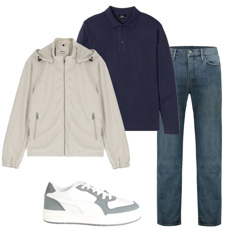 Outfit uomo - Saturday in September. Stile Casual per Tutti i giorni. Abbinamento con polo, sneakers, giacche, jeans.