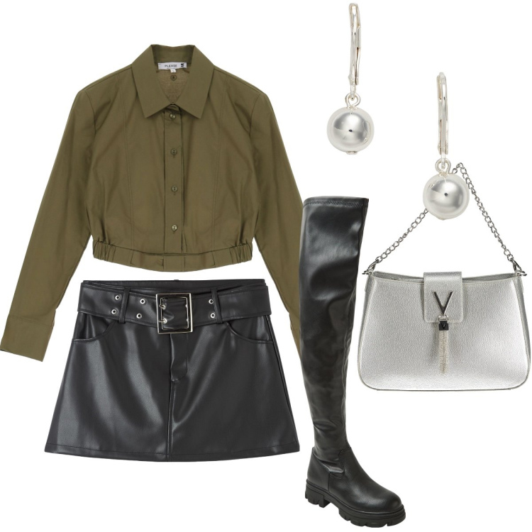 Outfit donna - Le cuissard. Stile Trendy per Serata fuori. Abbinamento con minigonne, stivali, camicie, orecchini, borse a spalla.