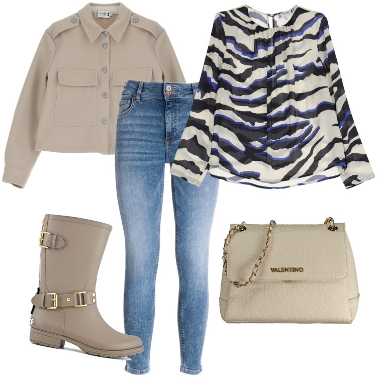 Outfit donna - Gli stivali tortora. Stile Trendy per Ufficio. Abbinamento con jeans skinny, camicie, blazer, stivali, borse a spalla.