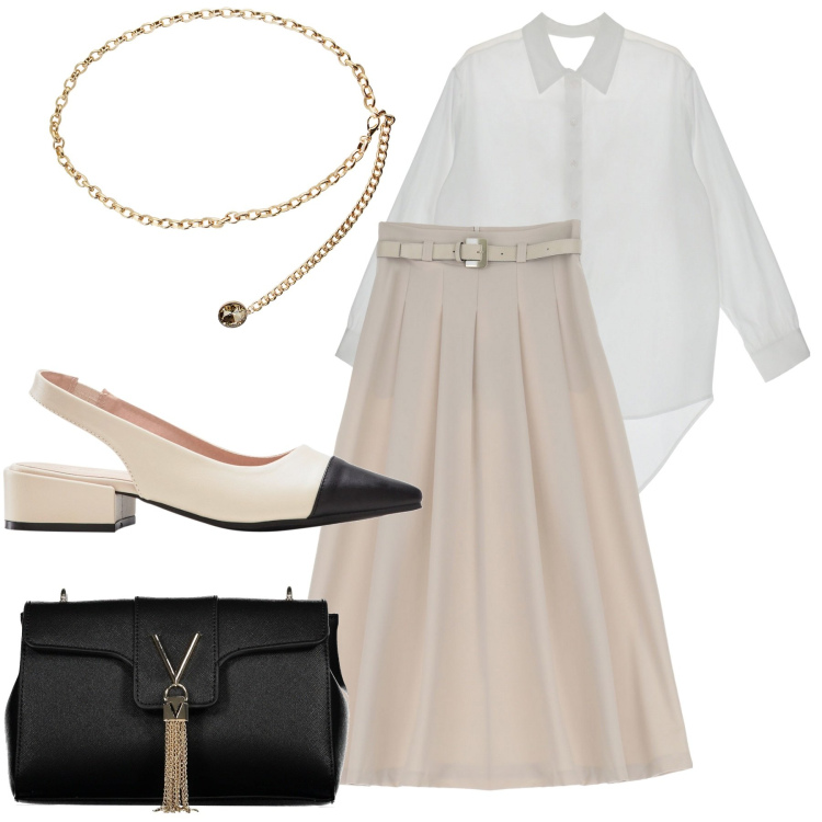 Outfit donna - Aria bonton. Stile Bon Ton per Ufficio. Abbinamento con décolleté, gonne longuette, camicie, collane, borse a tracolla.