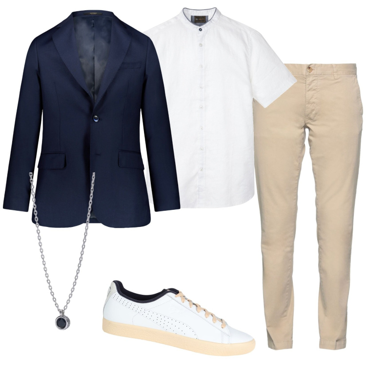 Outfit uomo - Total look #1960179. Stile Casual per Tutti i giorni. Abbinamento con camicie a manica corta, sneakers, pantaloni, collane, giacche.