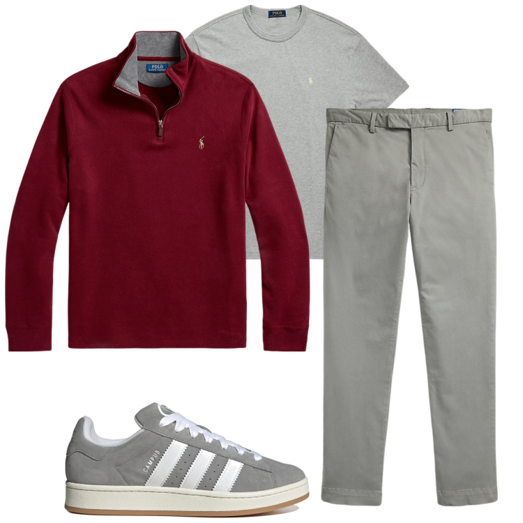 Outfit uomo - In città. Stile Casual per Tutti i giorni. Abbinamento con t-shirt, pullovers, pantaloni, sneakers.