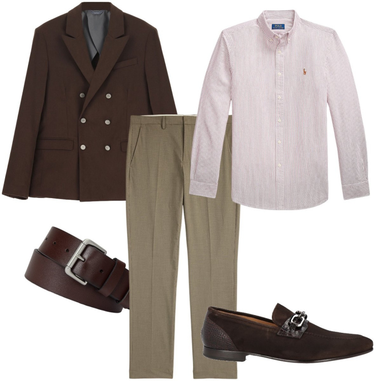 Outfit uomo - Una serata romantica. Stile Business/Elegante per Serata speciale. Abbinamento con scarpe stringate, giacche, cinture, pantaloni, camicie.