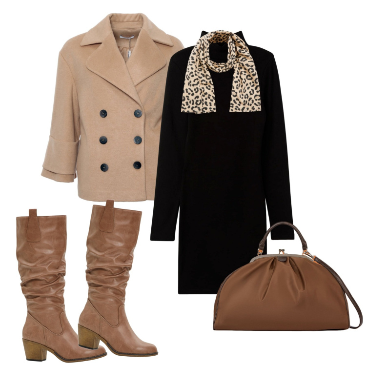 Outfit donna - City. Stile Casual chic per Tutti i giorni. Abbinamento con stivali, vestiti corti, sciarpe, cappotti, borse a spalla.