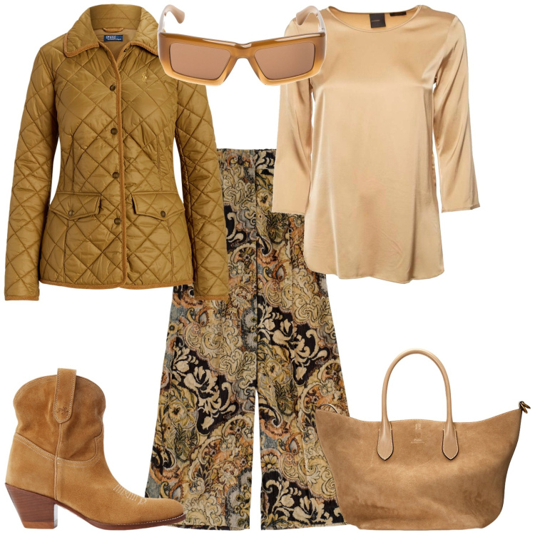 Outfit donna - Total look #1960968. Stile Chic per Ufficio. Abbinamento con stivaletti, giacche, borse tote, pantaloni, bluse, occhiali da sole.