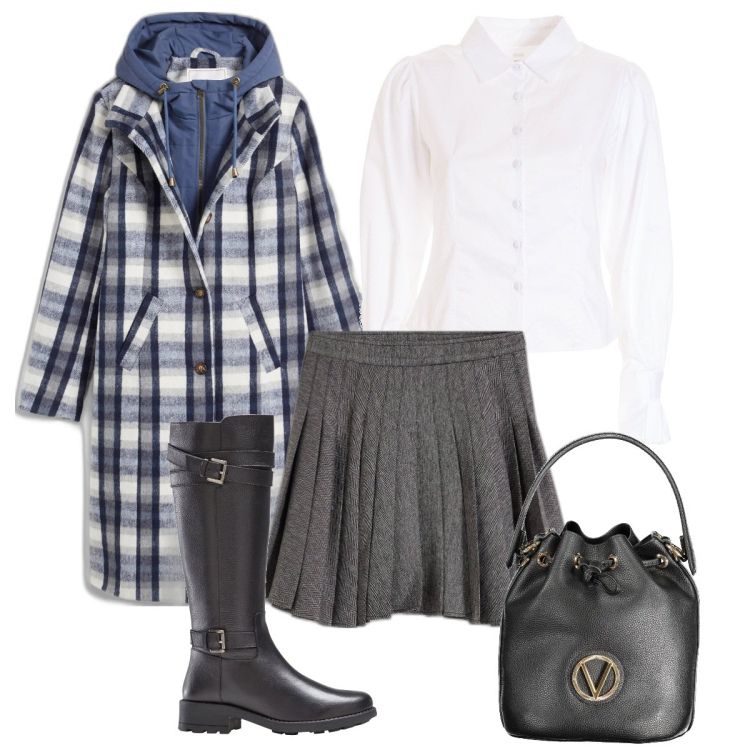 Outfit donna - Preppy style quando vuoi tu. Stile Preppy per Tutti i giorni. Abbinamento con minigonne, stivali, cappotti, camicie, borse a spalla.