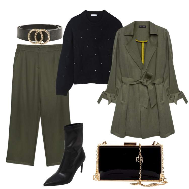 Outfit donna - Stivaletti stretch e strass. Stile Casual chic per Tutti i giorni. Abbinamento con stivaletti, maglieria, cinture, pochette, trench, pantaloni.