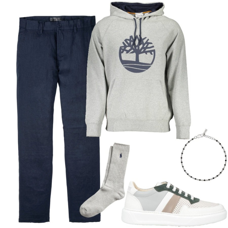 Outfit uomo - Total look #1961158. Stile Urban per Tutti i giorni. Abbinamento con pantaloni, sneakers, braccialetti, calzini, felpe con cappuccio.