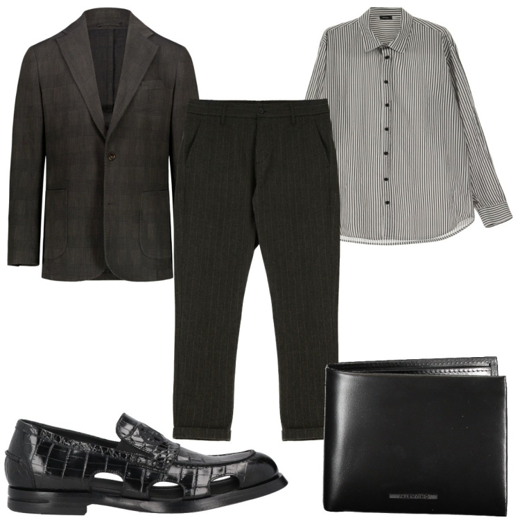 Outfit uomo - Total look #1961208. Stile Casual per Ufficio. Abbinamento con scarpe stringate, camicie, pantaloni, giacche, portafogli.