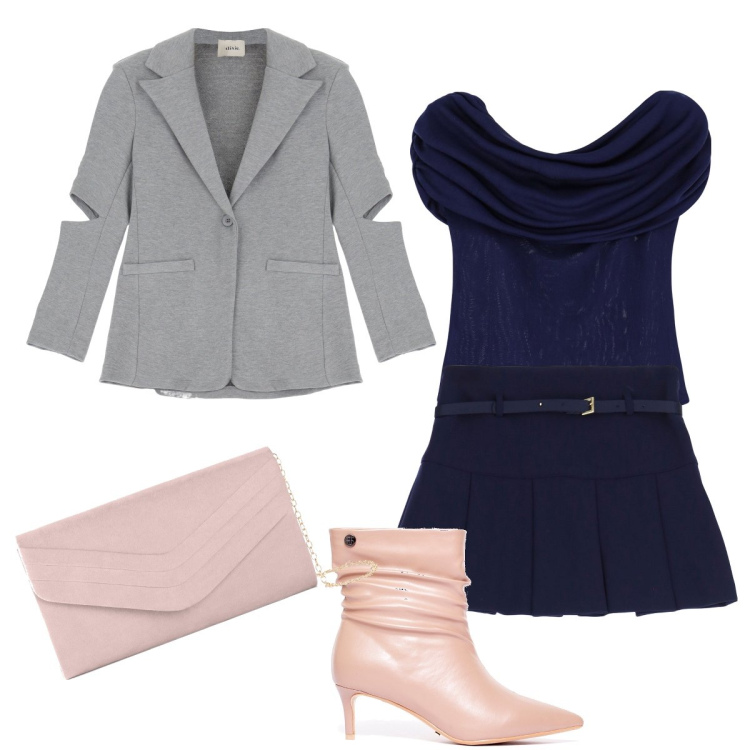 Outfit donna - Gli stivaletti rosa. Stile Bon Ton per Serata fuori. Abbinamento con pochette, stivaletti, minigonne, blazer, top.