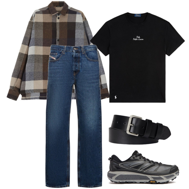 Outfit uomo - Il camicione a quadri. Stile Casual per Tutti i giorni. Abbinamento con camicie, cinture, t-shirt, jeans dritti, sneakers.