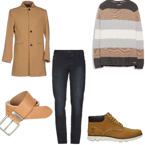 Outfit uomo - Cammello. Stile Casual per Tutti i giorni. Abbinamento con cintura.