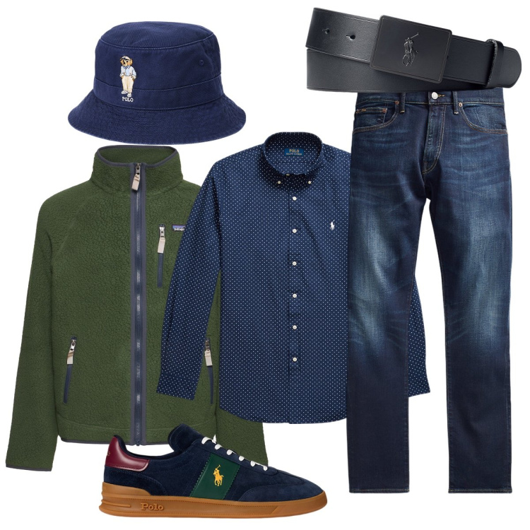 Outfit uomo - Sportivo e disinvolto. Stile Trendy per Tutti i giorni. Abbinamento con jeans, sneakers, cinture, cappelli, camicie, giacche.