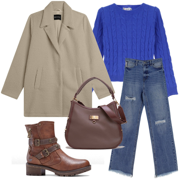 Outfit donna - Jeans effetto delavè. Stile Casual chic per Scuola/Università. Abbinamento con stivaletti, borse a tracolla, pullovers, cappotti, jeans slim fit.