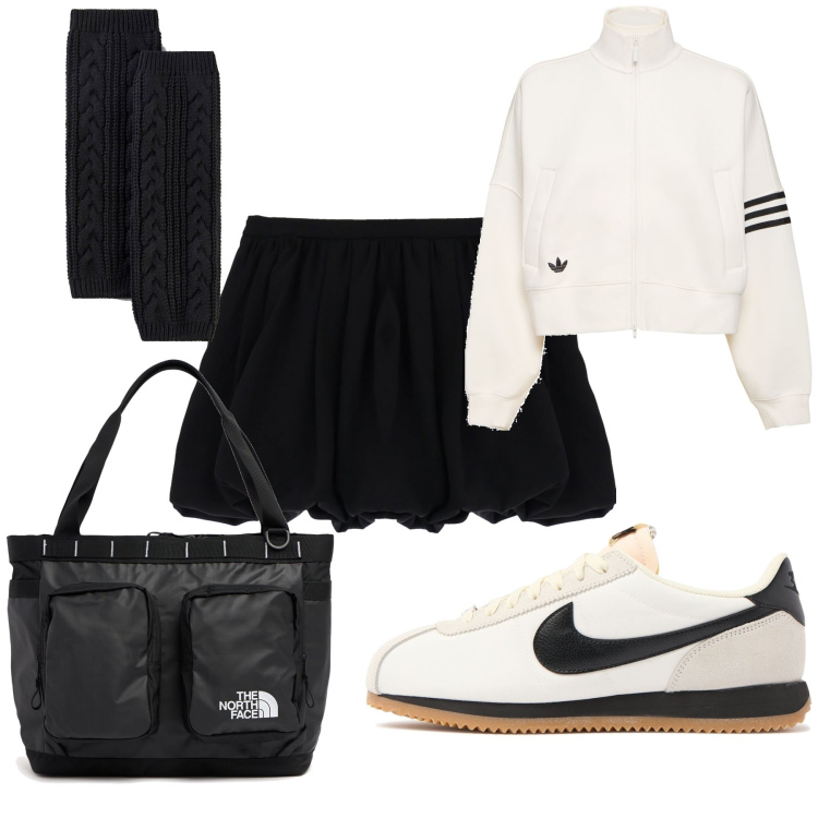Outfit donna - Total look #1961845. Stile Preppy per Tutti i giorni. Abbinamento con calzini, minigonne, sneakers, felpe, borse tote.