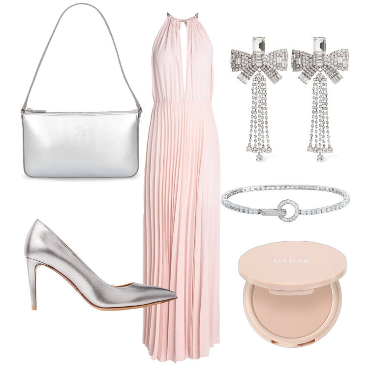 Outfit donna - Cerimonia. Stile Chic per Cerimonia. Abbinamento con vestiti lunghi, ciprie, braccialetti, décolleté, borse a spalla, orecchini.