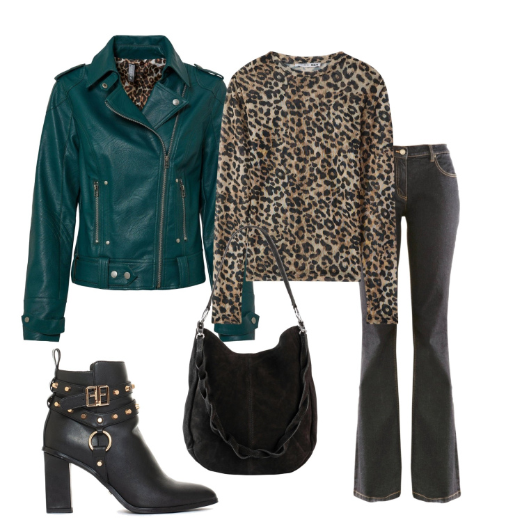 Outfit donna - Total look #1962105. Stile Rock per Tutti i giorni. Abbinamento con blazer, jeans bootcut, borse a mano, maglieria, stivaletti.