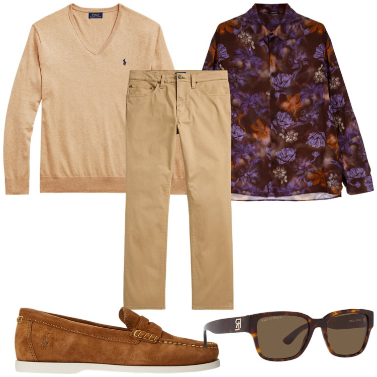 Outfit uomo - Accessori mania: gli occhiali. Stile Trendy per Tutti i giorni. Abbinamento con camicie, occhiali da sole, maglieria, pantaloni, scarpe stringate.