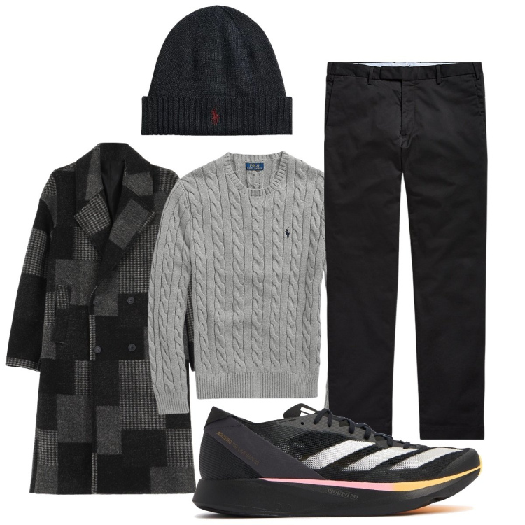 Outfit uomo - Urban chic!. Stile Urban per Tutti i giorni. Abbinamento con cappotti, berretti, pantaloni chino, maglieria, sneakers.