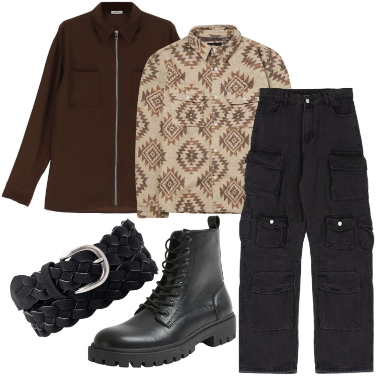 Outfit uomo - L’autunno sta arrivando. Stile Biker Rock per Serata speciale. Abbinamento con cappotti, anfibi, camicie, pantaloni cargo, cinture.