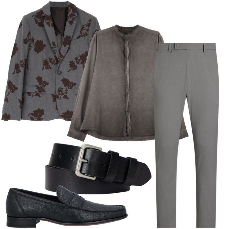 Outfit uomo - Il blazer con i fiori. Stile Trendy per Cerimonia. Abbinamento con scarpe stringate, giacche, camicie, cinture, pantaloni.