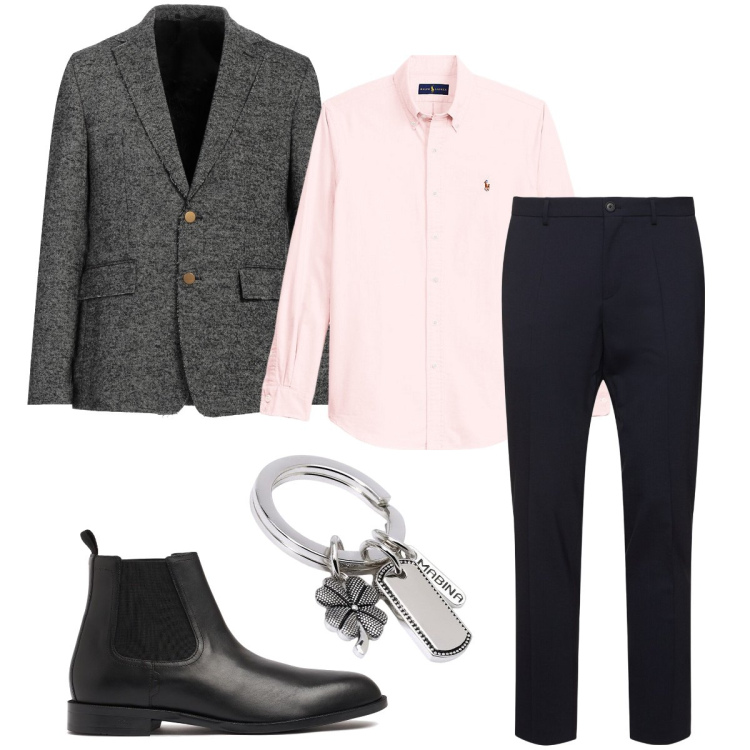 Outfit uomo - Elegante con i boots. Stile Business/Elegante per Cerimonia. Abbinamento con giacche, portachiavi, camicie, stivali e stivaletti, pantaloni.