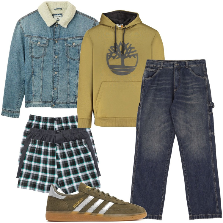 Outfit uomo - I boxer a quadri. Stile Casual per Tutti i giorni. Abbinamento con boxer, giacche, jeans, sneakers, felpe con cappuccio.