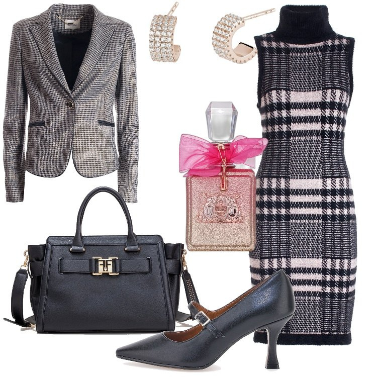 Outfit donna - Stile Bon Ton in ufficio - @laurafo. Stile Bon Ton per Ufficio. Abbinamento con profumi, orecchini, vestiti senza maniche, borse tote, blazer, décolleté.