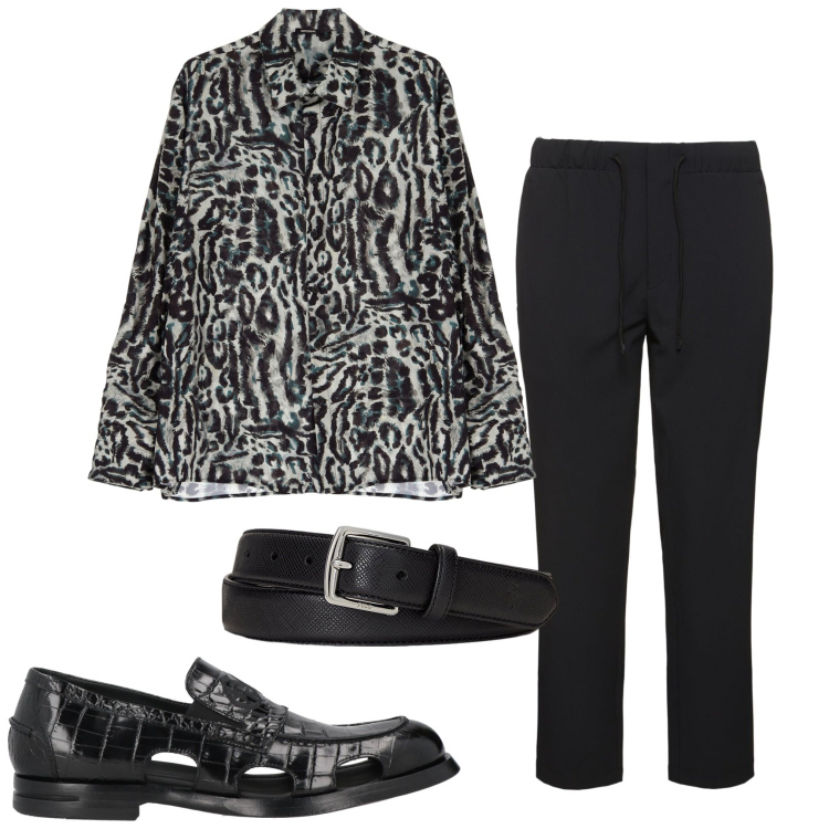 Outfit uomo - Il modaiolo. Stile Trendy per Serata speciale. Abbinamento con scarpe stringate, camicie, cinture, pantaloni.