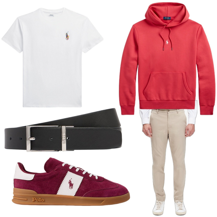 Outfit uomo - Total look #1962593. Stile Trendy per Tutti i giorni. Abbinamento con sneakers, t-shirt, felpe con cappuccio, pantaloni, cinture.