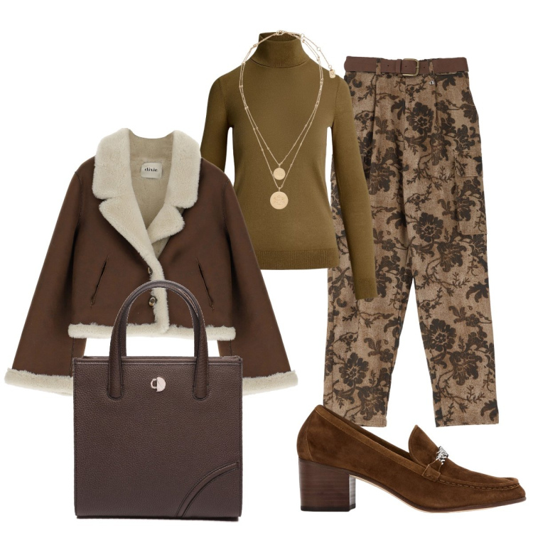 Outfit donna - Aspettando l’autunno. Stile Casual chic per Tutti i giorni. Abbinamento con blazer, pantaloni chino, ciondoli, décolleté, maglieria, shopping bag.