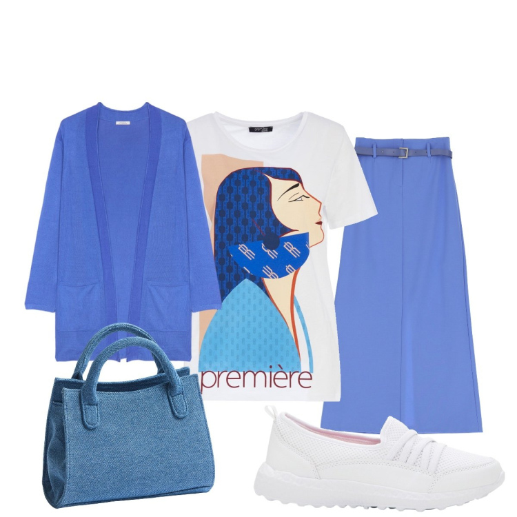Outfit donna - Ultimi giorni di mare e di vacanza. Stile Casual chic per Mare. Abbinamento con sneakers, borse a tracolla, t-shirt, gonne lunghe, cardigans.