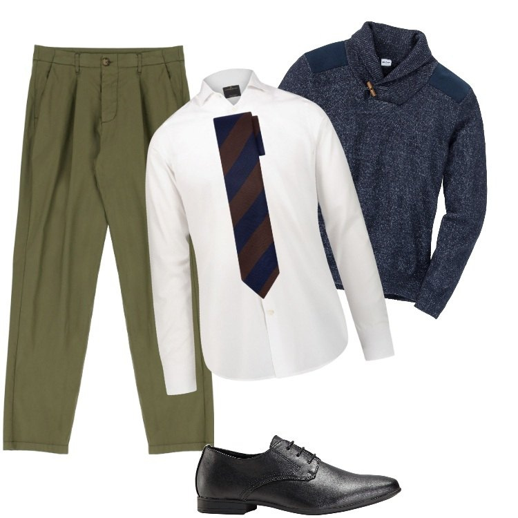 Outfit uomo - Total look #1962768. Stile Trendy per Ufficio. Abbinamento con scarpe stringate, maglieria, pantaloni, camicie, cravatte.