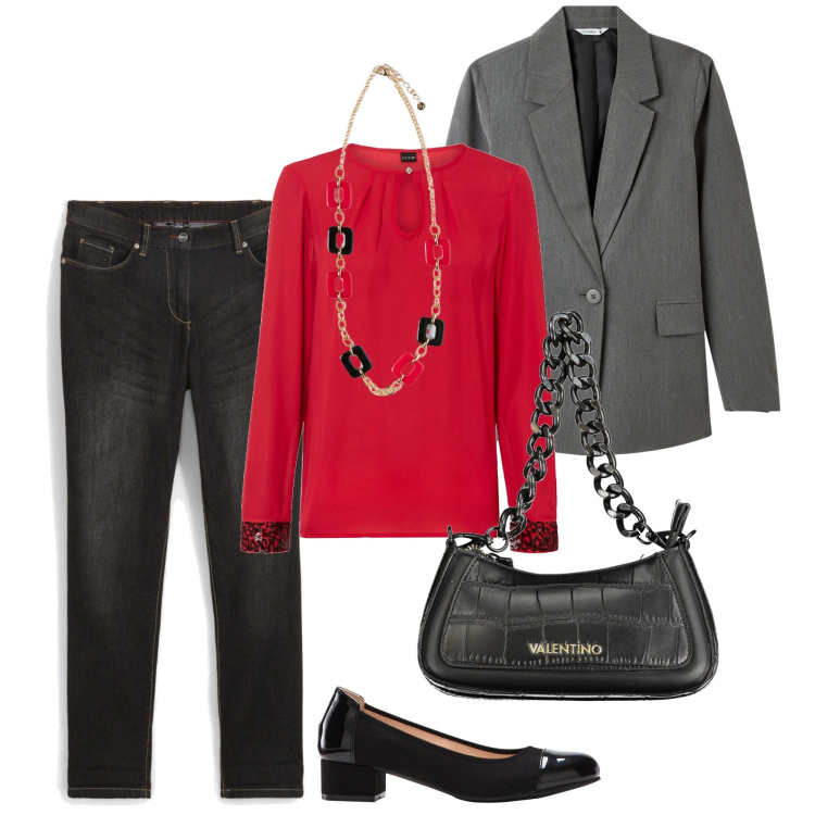 Outfit donna - Il capo. Stile Casual chic per Ufficio. Abbinamento con jeans boyfriend, bluse, décolleté, blazer, ciondoli, borse a spalla.
