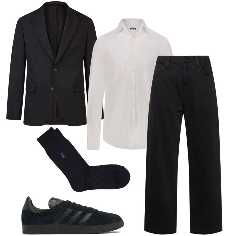 Outfit uomo - Elegante con jeans e sneakers. Stile Business/Elegante per Serata speciale. Abbinamento con calzini, abiti, jeans, camicie, sneakers.